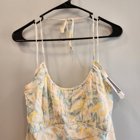 BP. Nordstrom NWT Teal Ivory Zel Floral Halter Slipdress - Picture 2 of 11